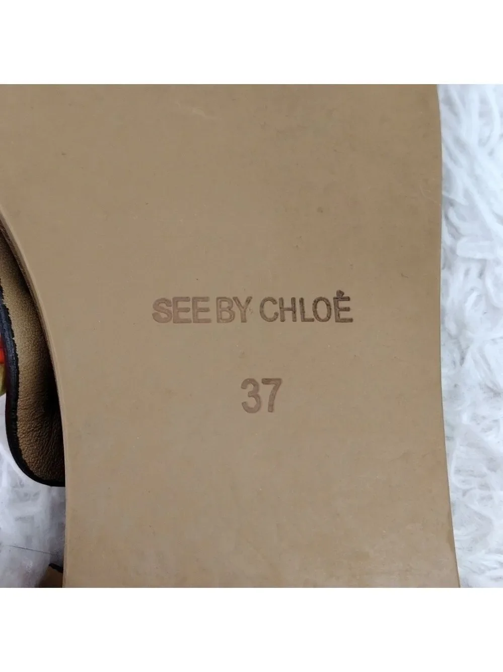 See By Chloe Tan Leather Almond Toe Thong Braided T-Strap Ankle Lace Sandal Shoe